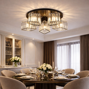 Klasický moderný luster Sasha, LC117/5BK, 5x E27, kov a krištáľ, čierny, tienidlo