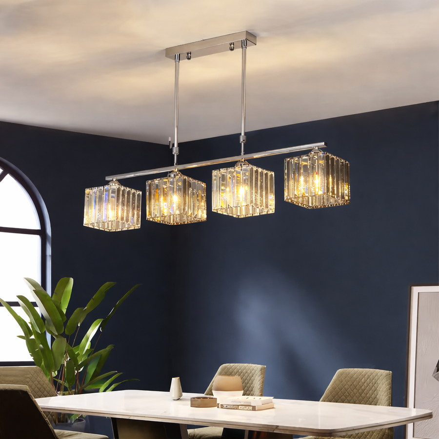 Klasický moderný gruzínsky luster, LC116/4, 6x E27, chrómové a sivé sklo, kov a krištáľ, tienidlo