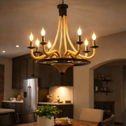 Vintage závesný luster, LV581/6BK, 6*E27, hnedý, kov a struna