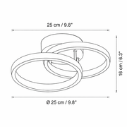 LED luster VERTEX CIRCULA 21W, 2 kruhy, kovové rámy, studené/teplé/neutrálne svetlo 3000K/4000K/6000K, čierny, kov