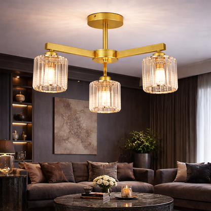 Moderný klasický luster LC110/3GD s krištáľom, 3x E27, zlato, kov a krištáľ