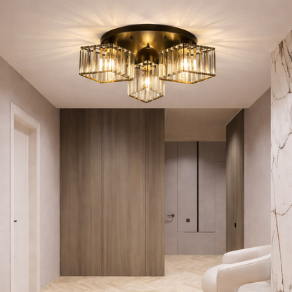 Klasický moderný luster Sasha, LC117/3BK, 3x E27, kov a krištáľ, čierny, tienidlo