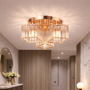 Sasha moderný klasický luster, LC117/3GD, 3x E27, kov a krištáľ, zlato, tienidlo