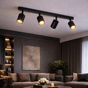 Moderný klasický luster, LC500/4BK s lineárnym projektorom, 4XGU10, kov, čierny