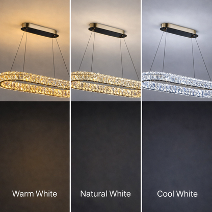 LED luster LLC130/1CH, krištáľ a kov, 31W, 1 kruh, stmievateľné, nastaviteľná výška, studené/teplé/neutrálne svetlo, luxusné osvetlenie