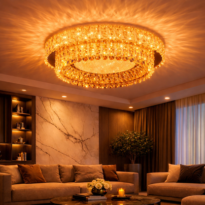 LED luster LLC130/1CH, krištáľ a kov, 31W, 1 kruh, stmievateľné, nastaviteľná výška, studené/teplé/neutrálne svetlo, luxusné osvetlenie