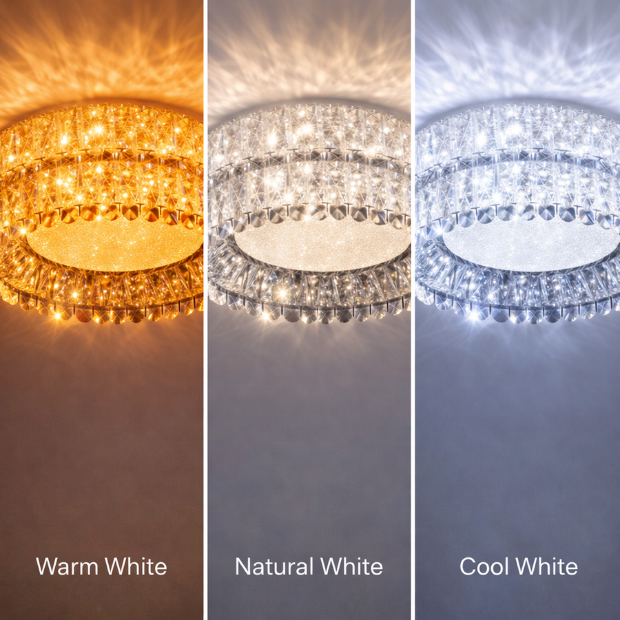 LED luster LLC130/1CH, krištáľ a kov, 31W, 1 kruh, stmievateľné, nastaviteľná výška, studené/teplé/neutrálne svetlo, luxusné osvetlenie