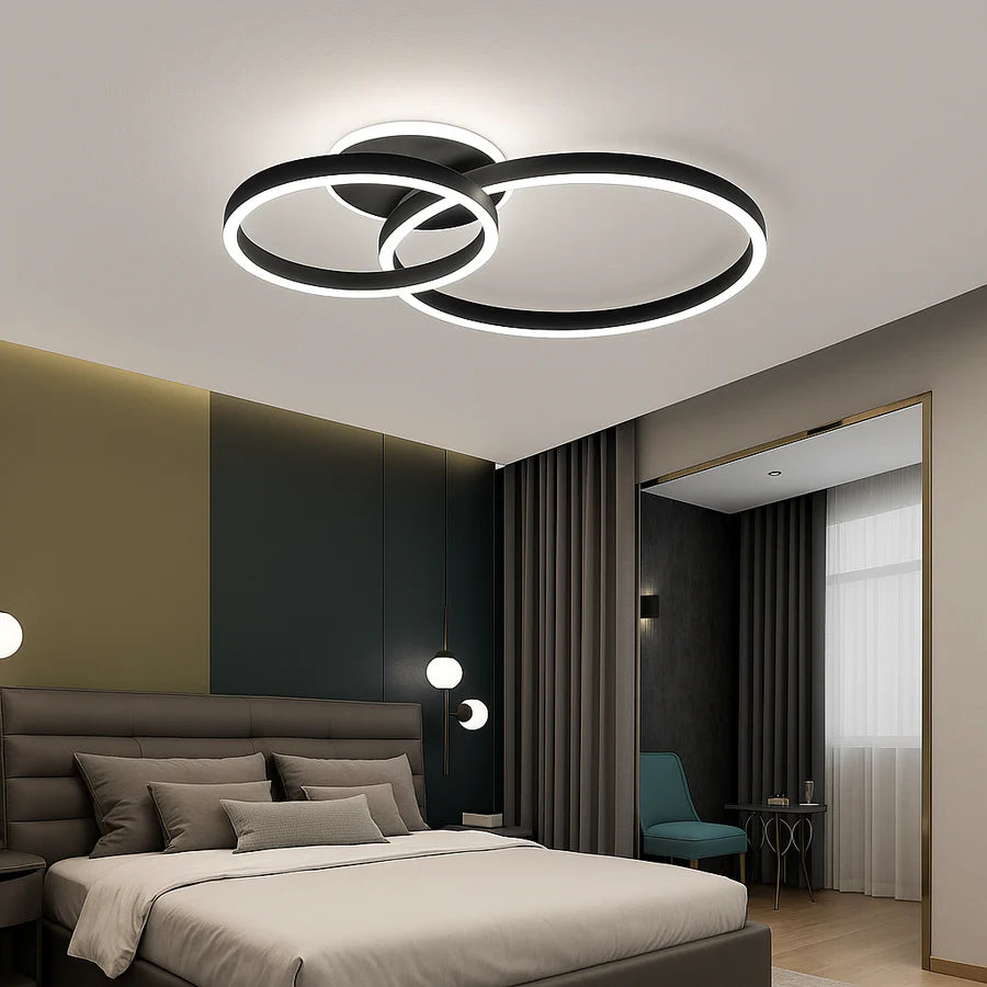 LED luster s diaľkovým ovládaním LT511/30+40+50BK, 94W, 3 kruhy, Studené/Teplé/Neutrálne svetlo, Stmievateľné, Čierny
