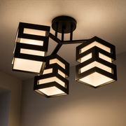 Luster VANJA so štvorcovým tienidlom, 3 x objímka E27 biela / čierna