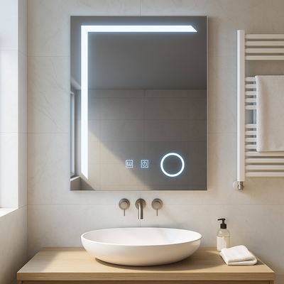 Obdĺžnikové LED zrkadlo, 60x80cm, Linea Touch, Demister System, Stmievateľné