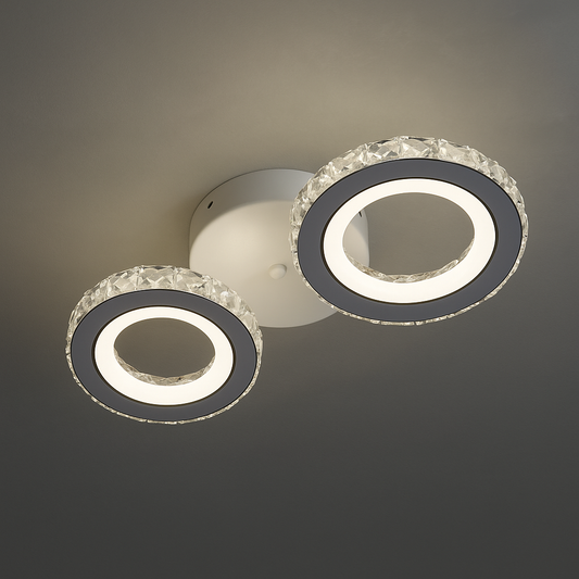 LED luster s diaľkovým ovládaním a krištáľom NOVA ROTONDA 29W, 2 kruhy, studené/teplé/neutrálne svetlo, biela