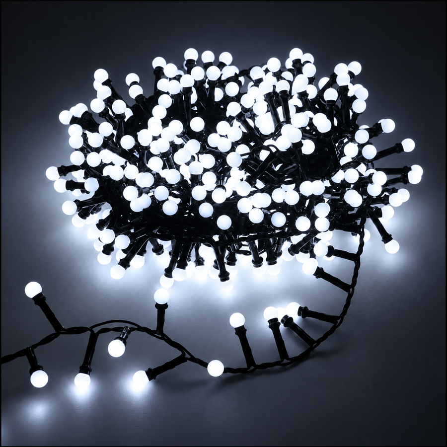 Lineárny vianočný typ inštalácie Mini glóbusy, studené svetlo, 1000 cm, 300 LED, IP44