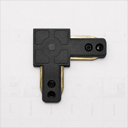 Conector pentru șină SN204BK, 6.5x6.5x1.5cm, Plastic și Cupru, Neagră