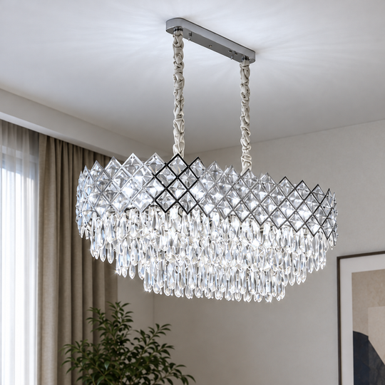 VECTORIA Supremo krištáľový luster, 10xE14, priemer 75x39cm, lesklý chróm, nastaviteľná výška, kov a krištáľ