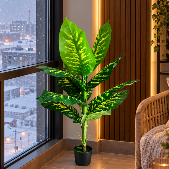 Umelá rastlina typ Dieffenbachia, 100 cm, zelená