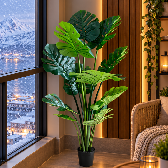 Typ umelej rastliny Monstera Deliciosa, s bohatými listami, 160 cm, zelená