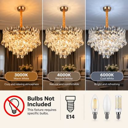 Krištáľový luster MONARCH Magno 12xE14, Priemer 60cm, Výška 40cm, Lesklý zlatý, Nastaviteľná výška, Elegantný dizajn