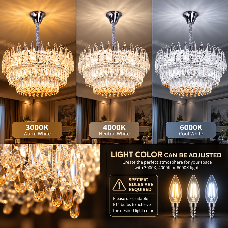 Krištáľový luster MAJESTIC Magno 15x E14, priemer 60cm, lesklý chróm, nastaviteľná výška