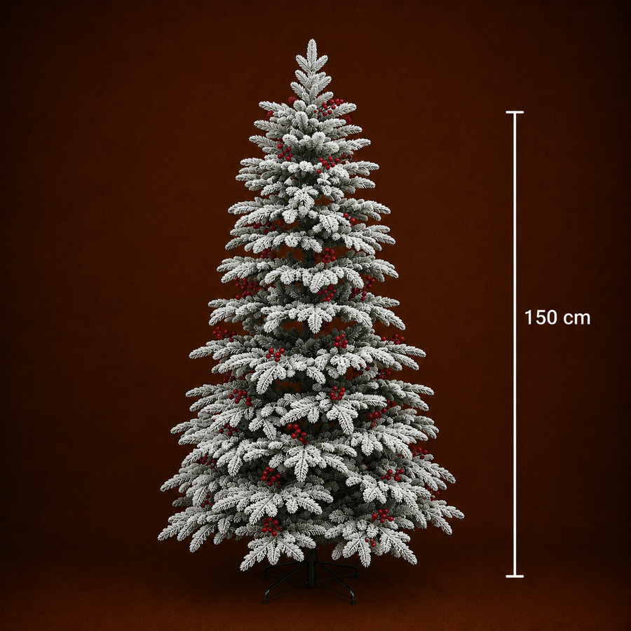 Decorațiune Brad Artificial CRAN, 150 cm, 320 vârfuri, Plastic, Verde si Alb