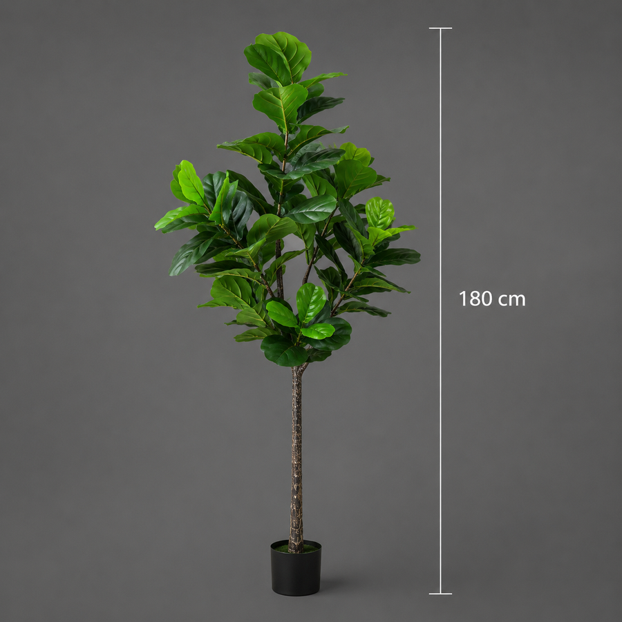 Decorațiune Ficus Lyrata, Plastic, 180 cm, Verde