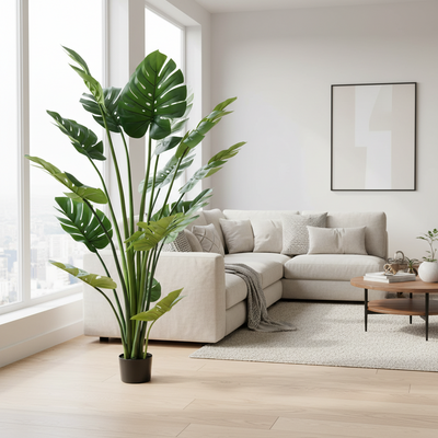 Plantă Artificială Tip Monstera Deliciosa, Cu Frunze Bogate, 180 cm, Verde
