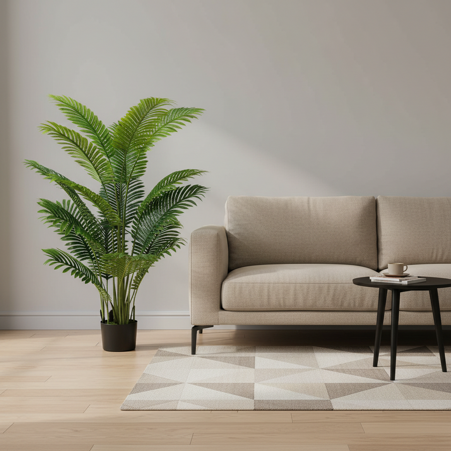 Decorațiune Palmier Areca, Plastic, 15 frunze, 150 cm, Verde