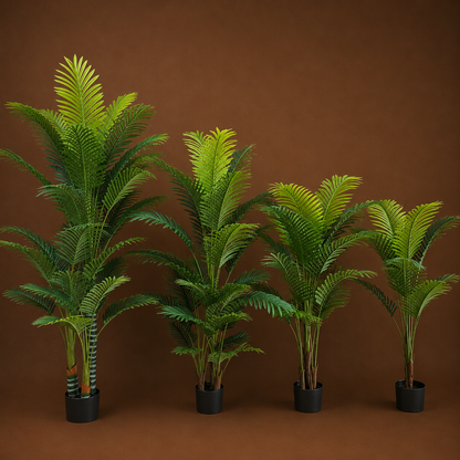 Decorațiune Palmier Kentia, 3 tulpini, Plastic, 17 frunze, 220 cm, Verde
