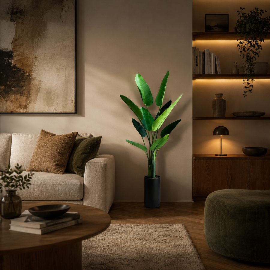 Decorațiune Strelitzia Nicolai, 150 cm, 10 frunze, Verde