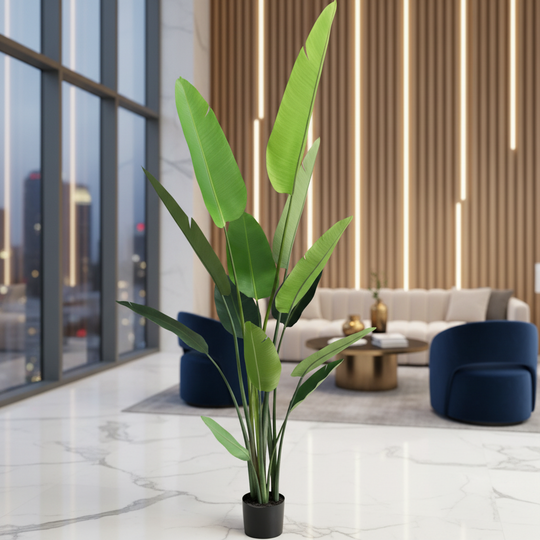 Typ umelej rastliny Strelitzia Nicolai (rajský vták), 250 cm, zelená