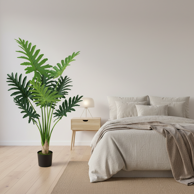 Plantă Artificială Tip Filodendron, 8 frunze, 140 cm, Verde