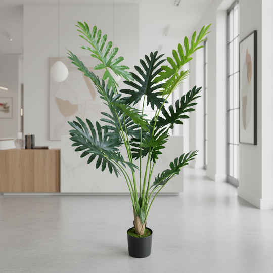 Umelá rastlina typu filodendron, 10 listov, 160 cm, zelená