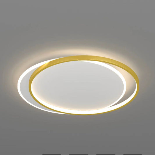 LED luster s orelovým solárnym diaľkovým ovládaním, 98 W, 2 kruhy, studené/horúce/neutrálne svetlo, nestabilné, zlaté