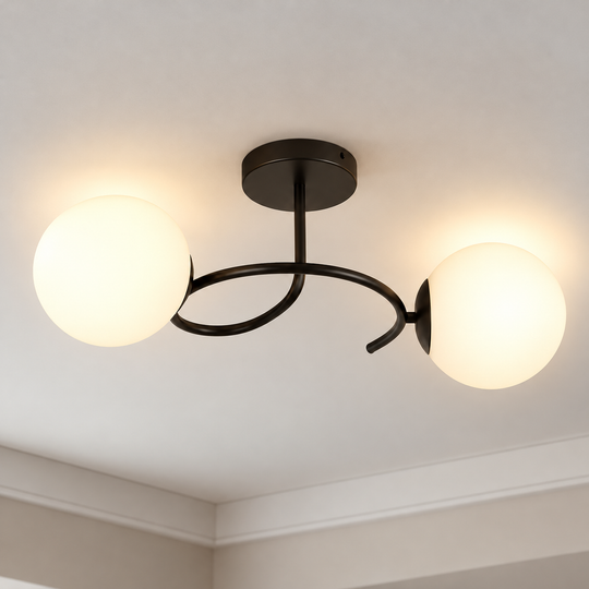 LED a krištáľový luster ORBIT, 55cm, 2xE27, Glóbusy, Čierny