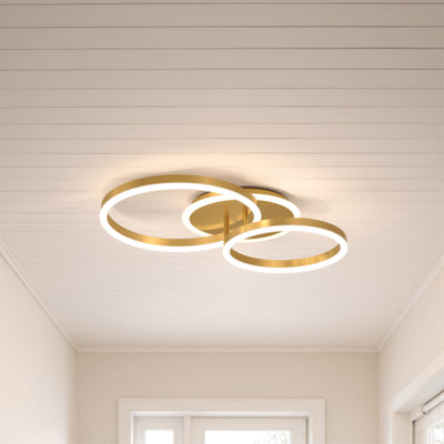 LED luster s diaľkovým ovládaním RINOVA 66W, 2 kruhy, studené/teplé/neutrálne svetlo, stmievateľné, lesklé zlato