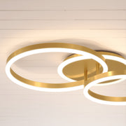 LED luster s diaľkovým ovládaním RINOVA 66W, 2 kruhy, studené/teplé/neutrálne svetlo, stmievateľné, lesklé zlato