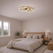 LED luster s diaľkovým ovládaním RINOVA 66W, 2 kruhy, studené/teplé/neutrálne svetlo, stmievateľné, lesklé zlato