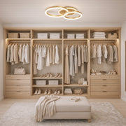 LED luster s diaľkovým ovládaním RINOVA 66W, 2 kruhy, studené/teplé/neutrálne svetlo, stmievateľné, lesklé zlato