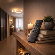 LED luster s diaľkovým ovládaním RINOVA 66W, 2 kruhy, studené/teplé/neutrálne svetlo, stmievateľné, lesklé zlato