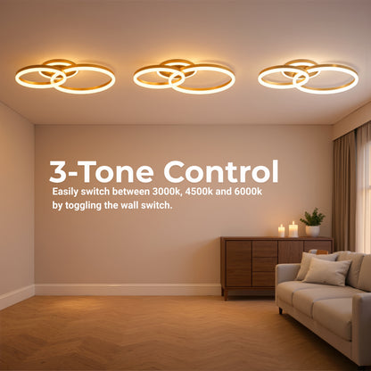 LED luster s diaľkovým ovládaním RINOVA 66W, 2 kruhy, studené/teplé/neutrálne svetlo, stmievateľné, lesklé zlato