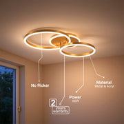 LED luster s diaľkovým ovládaním RINOVA 66W, 2 kruhy, studené/teplé/neutrálne svetlo, stmievateľné, lesklé zlato