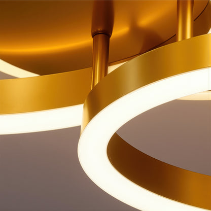 LED luster s diaľkovým ovládaním RINOVA 66W, 2 kruhy, studené/teplé/neutrálne svetlo, stmievateľné, lesklé zlato