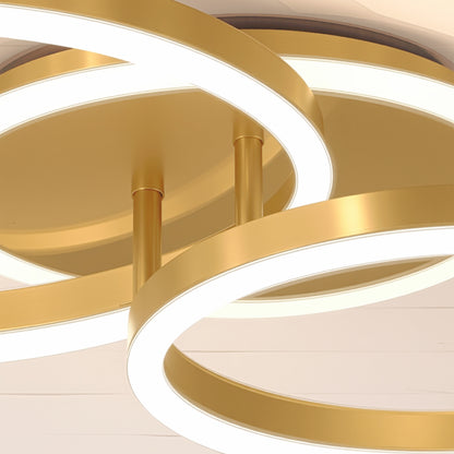 LED luster s diaľkovým ovládaním RINOVA 66W, 2 kruhy, studené/teplé/neutrálne svetlo, stmievateľné, lesklé zlato