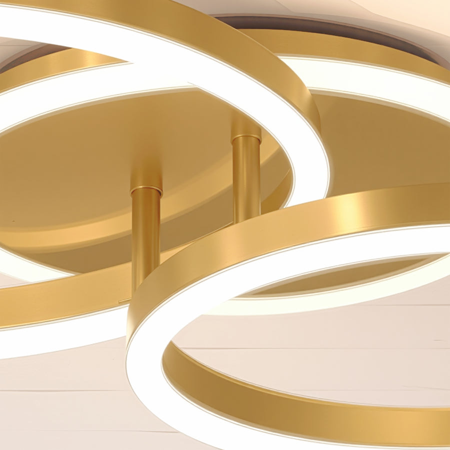 LED luster s diaľkovým ovládaním RINOVA 66W, 2 kruhy, studené/teplé/neutrálne svetlo, stmievateľné, lesklé zlato