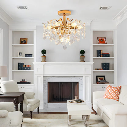 Fiamma krištáľový luster, 6x E14, priemer 45 cm, zlato, kov a krištáľ