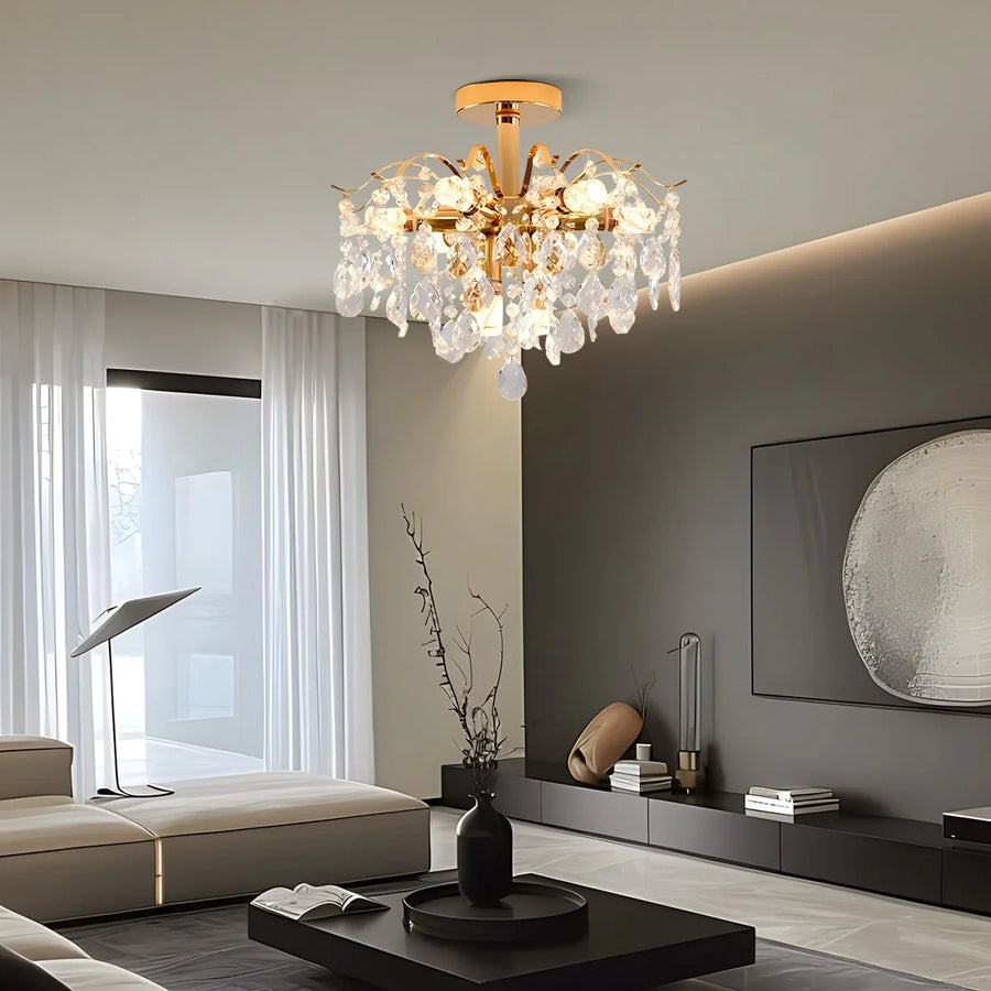 Fiamma krištáľový luster, 6x E14, priemer 45 cm, zlato, kov a krištáľ