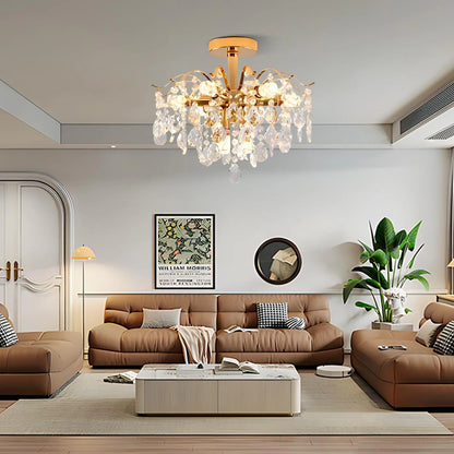 Fiamma krištáľový luster, 6x E14, priemer 45 cm, zlato, kov a krištáľ