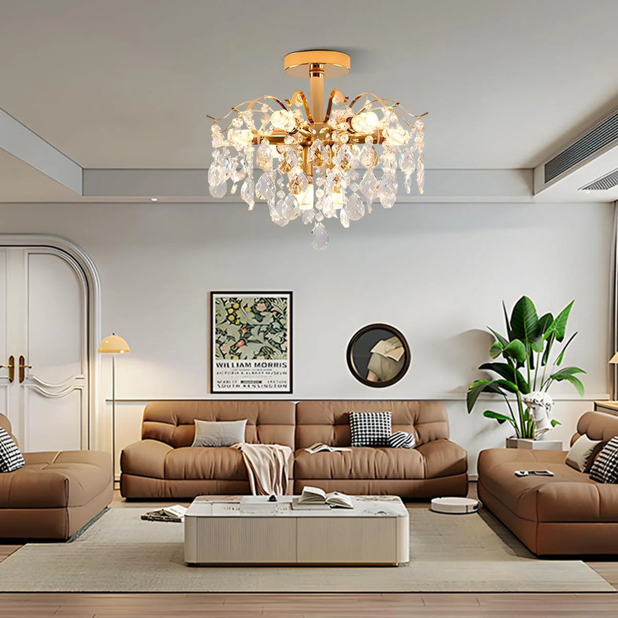 Fiamma krištáľový luster, 6x E14, priemer 45 cm, zlato, kov a krištáľ