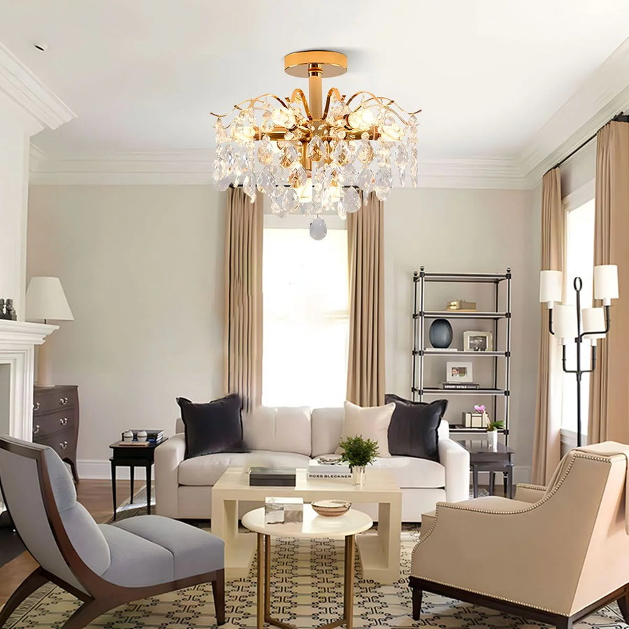 Fiamma krištáľový luster, 6x E14, priemer 45 cm, zlato, kov a krištáľ