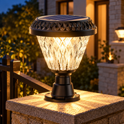 LED solárne svietidlo pre vonkajší stĺp KATTAKURGAN, 8W, teplé/studené/neutrálne svetlo + RGB, okrúhly tvar, hliník, čierna, stmievateľné