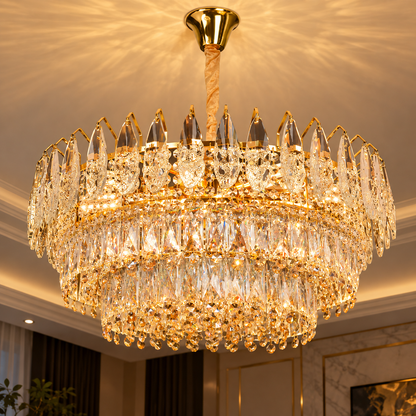 Krištáľový luster MAJESTIC Magno 15x E14, Priemer 60cm, Lesklý zlatý, Nastaviteľná výška